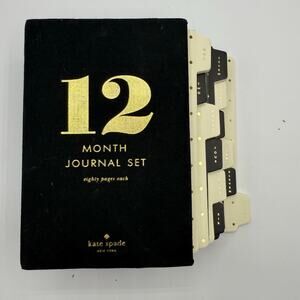 Kate Spade NY 12 Month Black Beige Polka Dot Journal Set Holiday Gift New Year